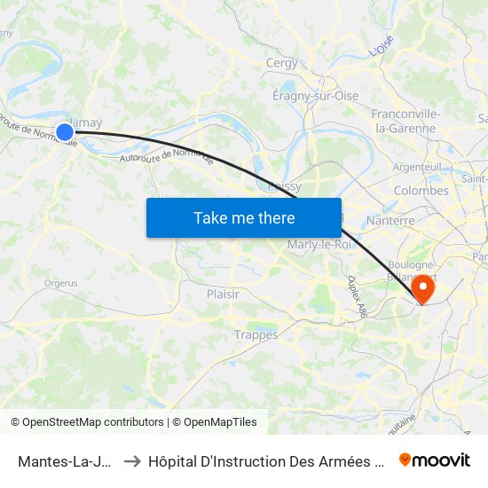 Mantes-La-Jolie to Hôpital D'Instruction Des Armées Percy map
