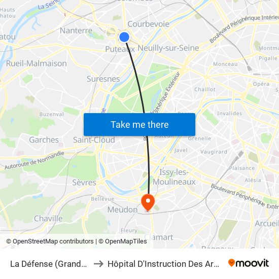La Défense (Grande Arche) to Hôpital D'Instruction Des Armées Percy map