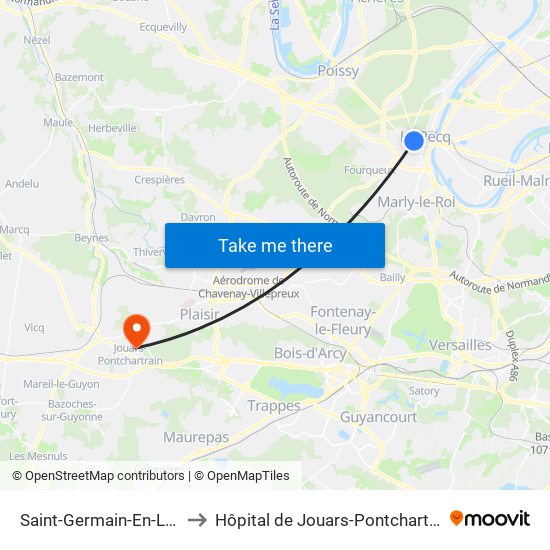 Saint-Germain-En-Laye to Hôpital de Jouars-Pontchartrain map