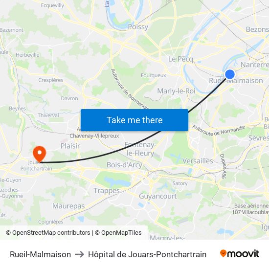 Rueil-Malmaison to Hôpital de Jouars-Pontchartrain map