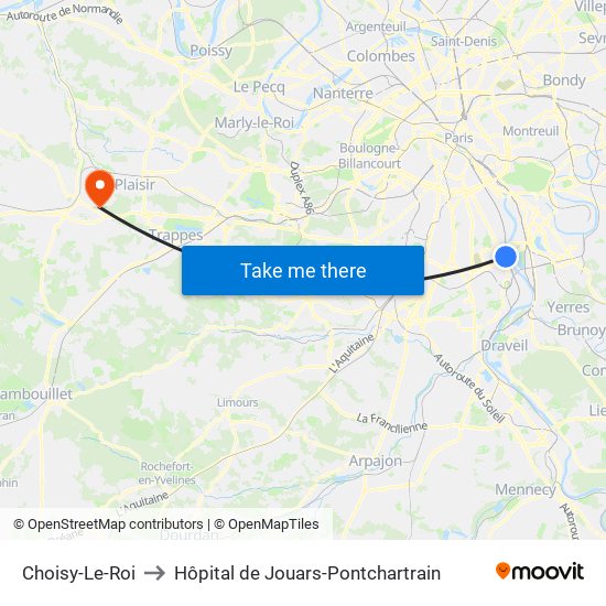 Choisy-Le-Roi to Hôpital de Jouars-Pontchartrain map