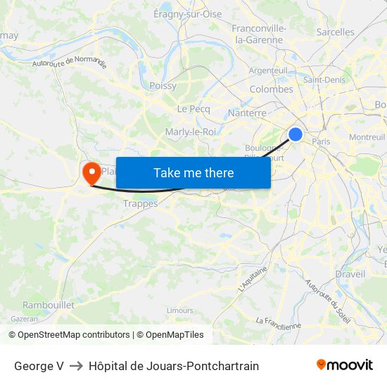 George V to Hôpital de Jouars-Pontchartrain map