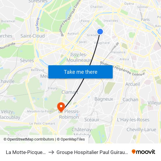 La Motte-Picquet - Grenelle to Groupe Hospitalier Paul Guiraud - Site de Clamart map