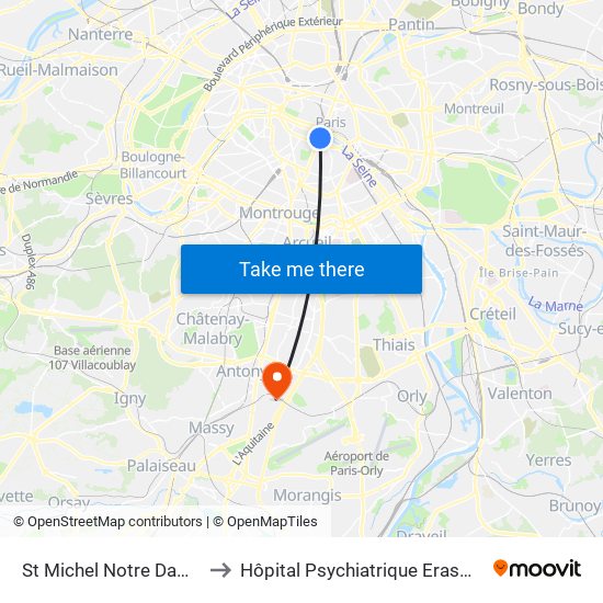 St Michel Notre Dame to Hôpital Psychiatrique Erasme map