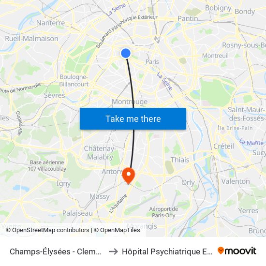 Champs-Élysées - Clemenceau to Hôpital Psychiatrique Erasme map