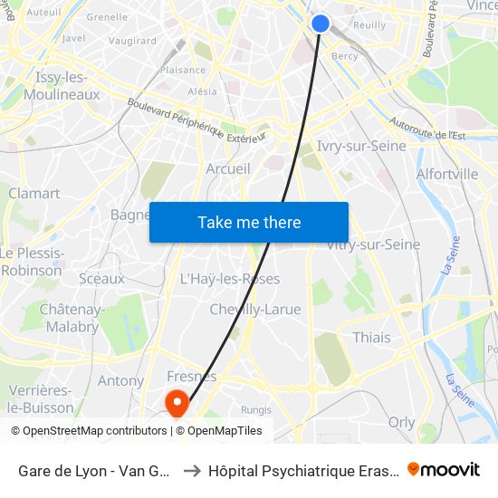 Gare de Lyon - Van Gogh to Hôpital Psychiatrique Erasme map