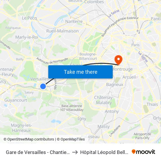 Gare de Versailles - Chantiers to Hôpital Léopold Bellan map
