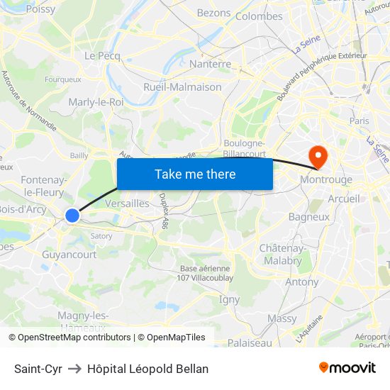 Saint-Cyr to Hôpital Léopold Bellan map