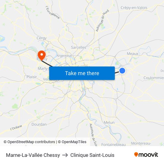 Marne-La-Vallée Chessy to Clinique Saint-Louis map