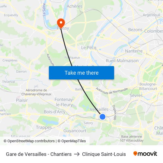 Gare de Versailles - Chantiers to Clinique Saint-Louis map