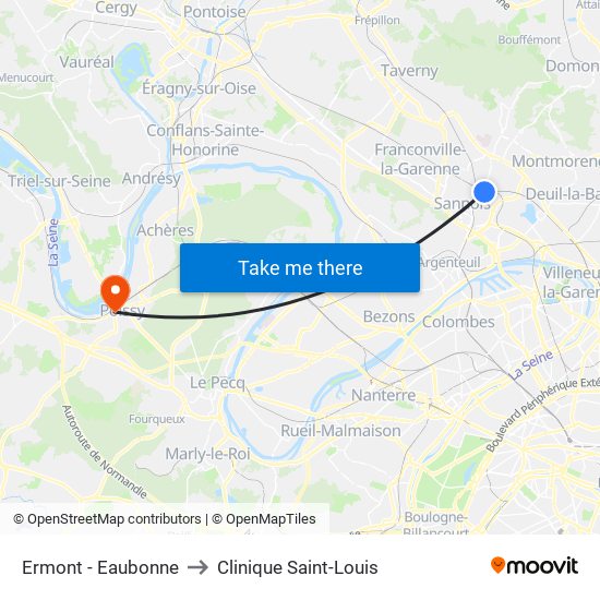 Ermont - Eaubonne to Clinique Saint-Louis map