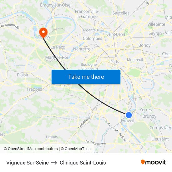 Vigneux-Sur-Seine to Clinique Saint-Louis map