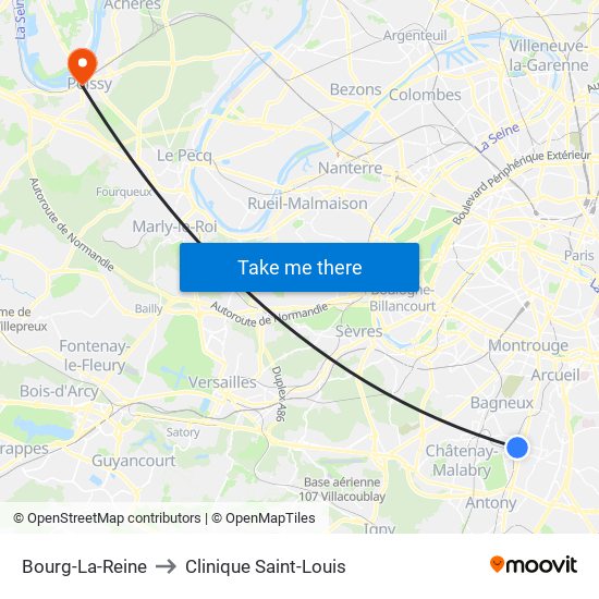 Bourg-La-Reine to Clinique Saint-Louis map