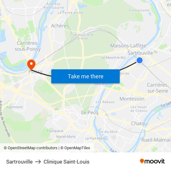 Sartrouville to Clinique Saint-Louis map
