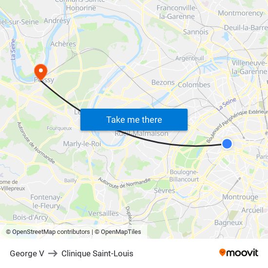 George V to Clinique Saint-Louis map