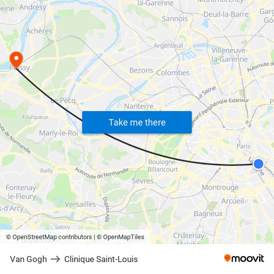 Van Gogh to Clinique Saint-Louis map