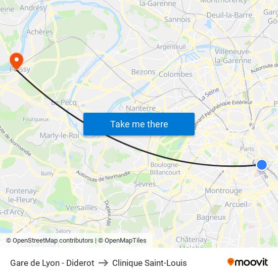 Gare de Lyon - Diderot to Clinique Saint-Louis map