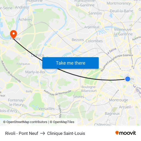 Rivoli - Pont Neuf to Clinique Saint-Louis map