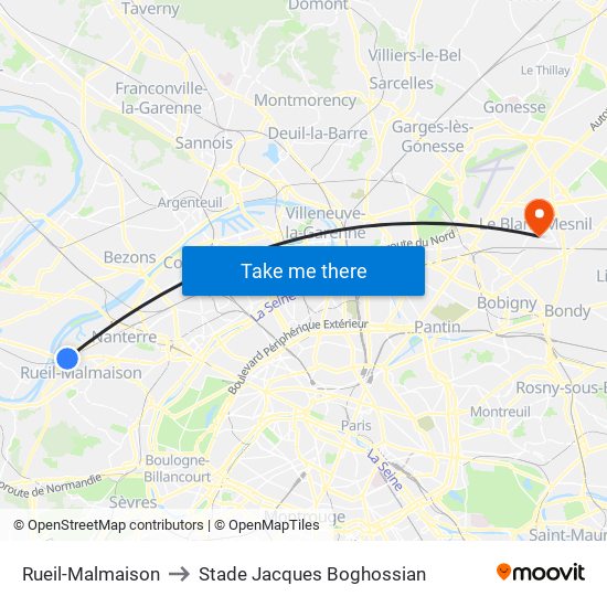 Rueil-Malmaison to Stade Jacques Boghossian map