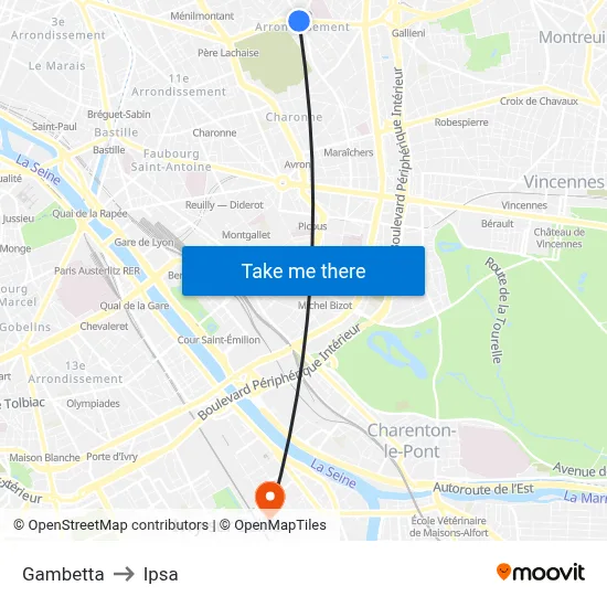 Gambetta to Ipsa map