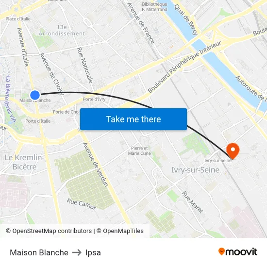 Maison Blanche to Ipsa map
