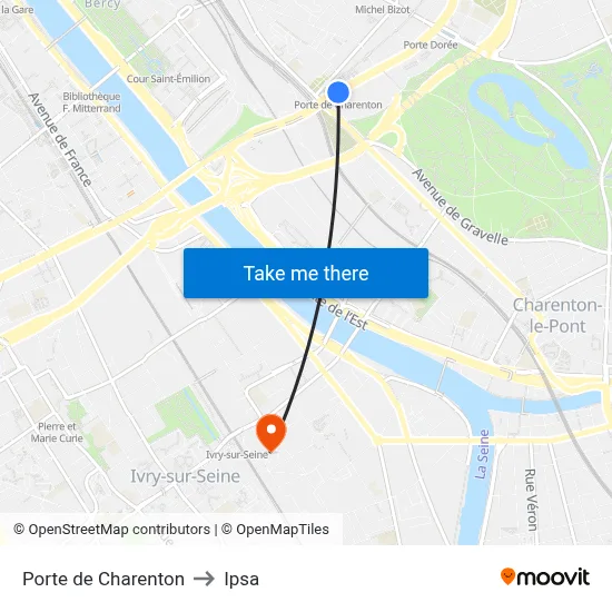 Porte de Charenton to Ipsa map