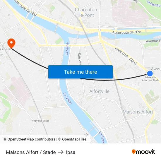 Maisons Alfort / Stade to Ipsa map