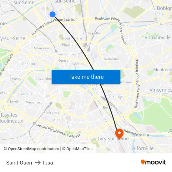 Saint-Ouen to Ipsa map