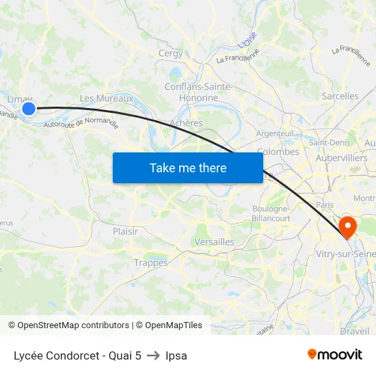 Lycée Condorcet - Quai 5 to Ipsa map