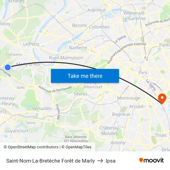 Saint-Nom-La-Bretèche Forêt de Marly to Ipsa map