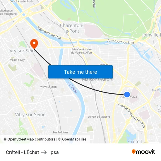 Créteil - L'Échat to Ipsa map