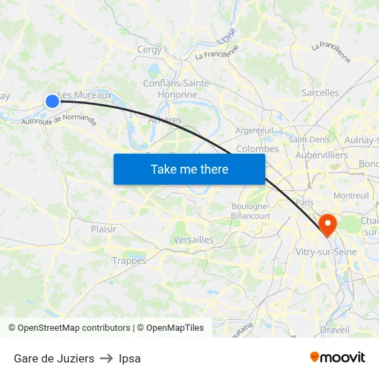 Gare de Juziers to Ipsa map