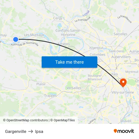 Gargenville to Ipsa map