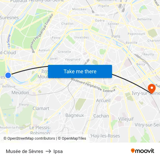 Musée de Sèvres to Ipsa map