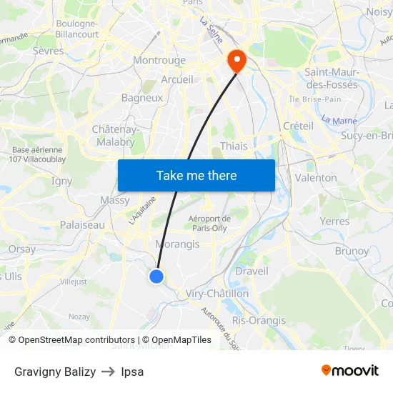 Gravigny Balizy to Ipsa map