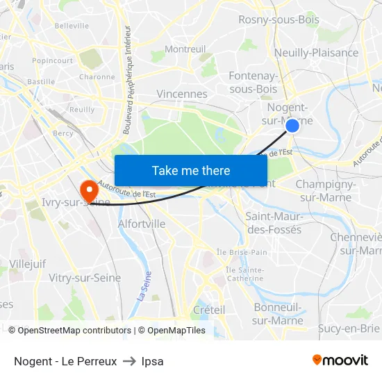 Nogent - Le Perreux to Ipsa map