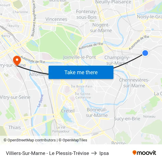Villiers-Sur-Marne - Le Plessis-Trévise to Ipsa map