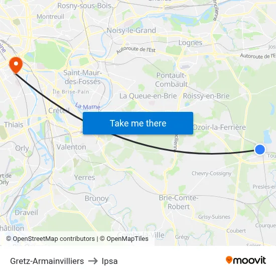 Gretz-Armainvilliers to Ipsa map