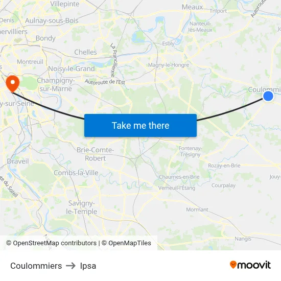 Coulommiers to Ipsa map