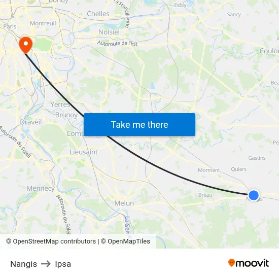 Nangis to Ipsa map