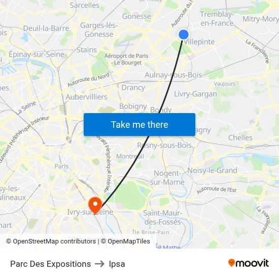 Parc Des Expositions to Ipsa map