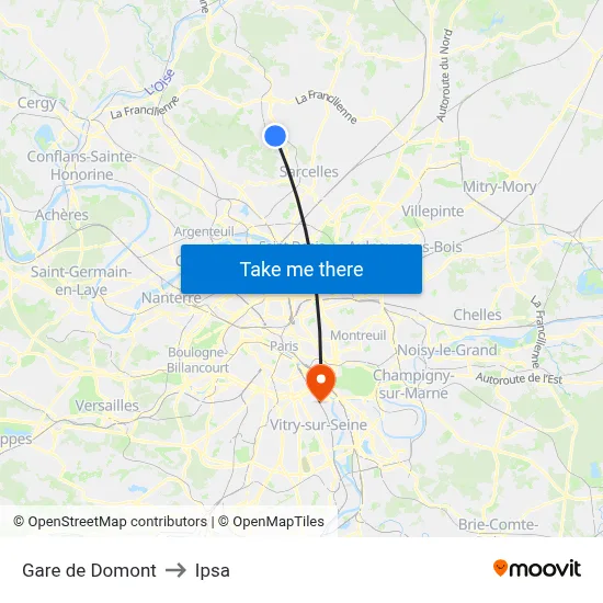 Gare de Domont to Ipsa map