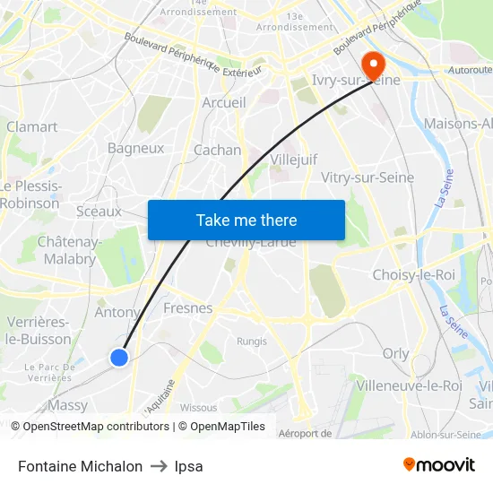 Fontaine Michalon to Ipsa map
