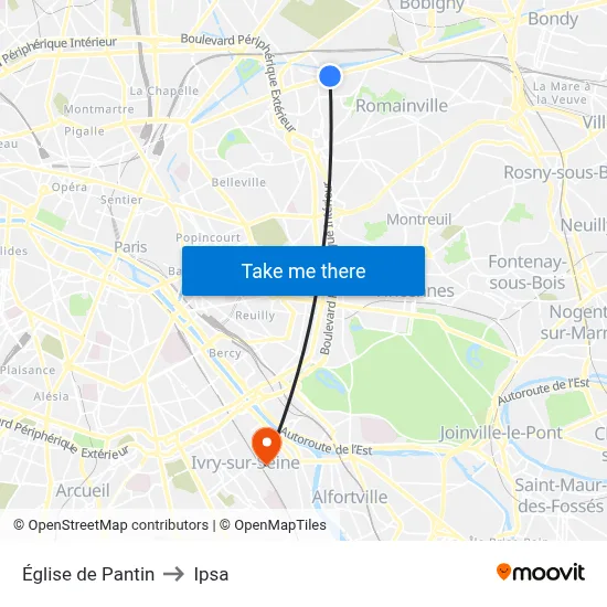 Église de Pantin to Ipsa map