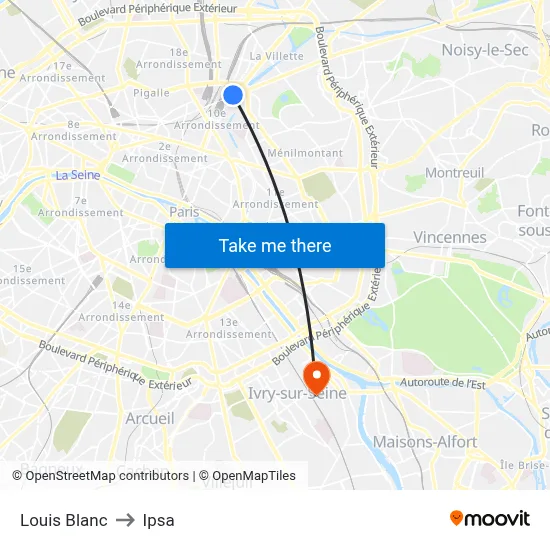 Louis Blanc to Ipsa map