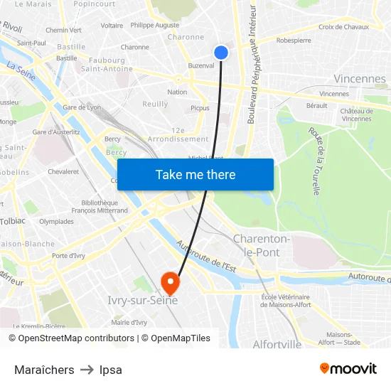 Maraîchers to Ipsa map