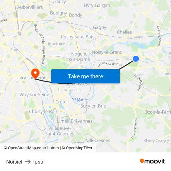 Noisiel to Ipsa map