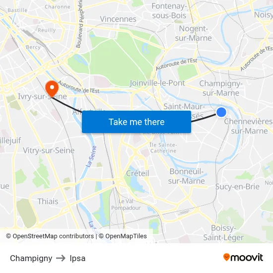Champigny to Ipsa map