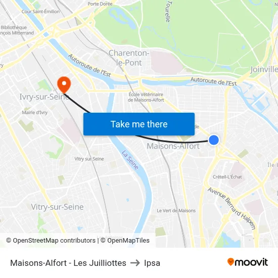Maisons-Alfort - Les Juilliottes to Ipsa map