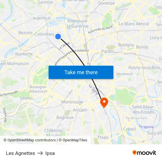 Les Agnettes to Ipsa map